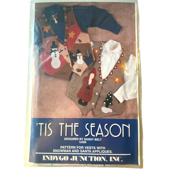 Indygo Junction IJ326 Tis The Season Pattern S-L Vintage Vest Applique - Picture 2 of 6